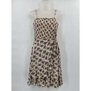 Listicle Paisley Dress Medium Side Tie Ruched Adjustable Straps Lined